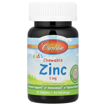 Carlson Kid's Chewable Zinc, Natural Mixed Berry, 5 mg, 42 Tablets