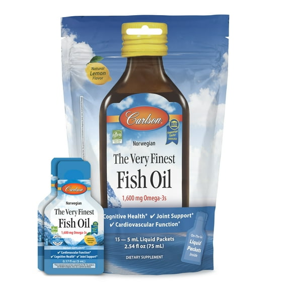 Carlson Laboratories The Very Finest Fish Oil Lemon 15  Packets Box