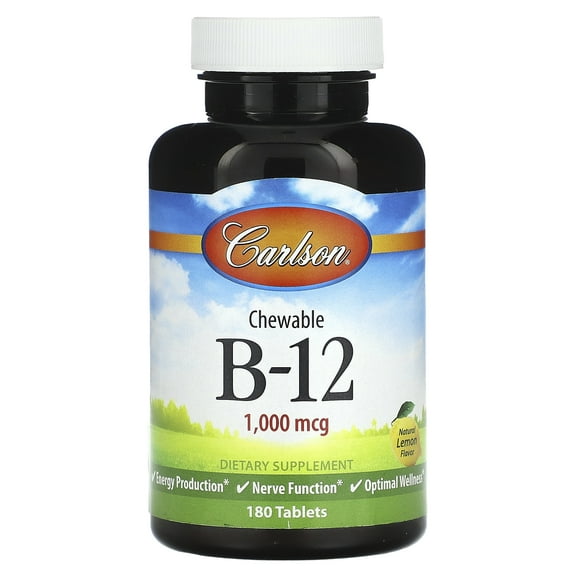Carlson Labs B-12-SL, 1000mcg, 180 Chewable Tablets