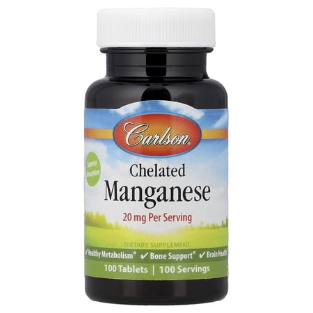 Carlson Chelated Manganese , 20 mg , 100 Tablets