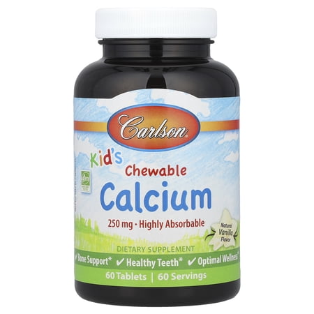 Carlson Labs - Chewable Calcium, For Kids, Vanilla, 60 Tablets