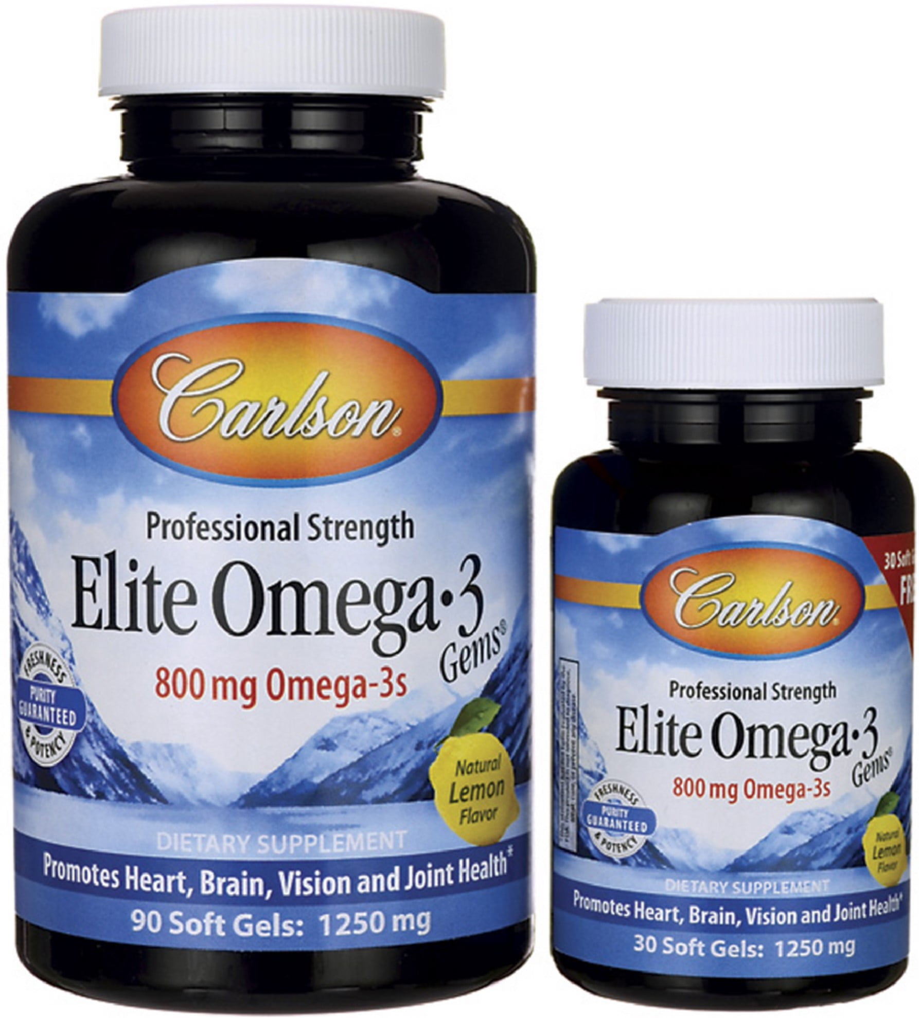 Carlson Labs Elite Omega-3 Gems Softgels, Natural Lemon Flavor 120 ea ...