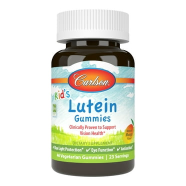 Carlson - Kid's Lutein Gummies, Blue Light Protection, Vision Health, Mango Flavor, 46 Gummies