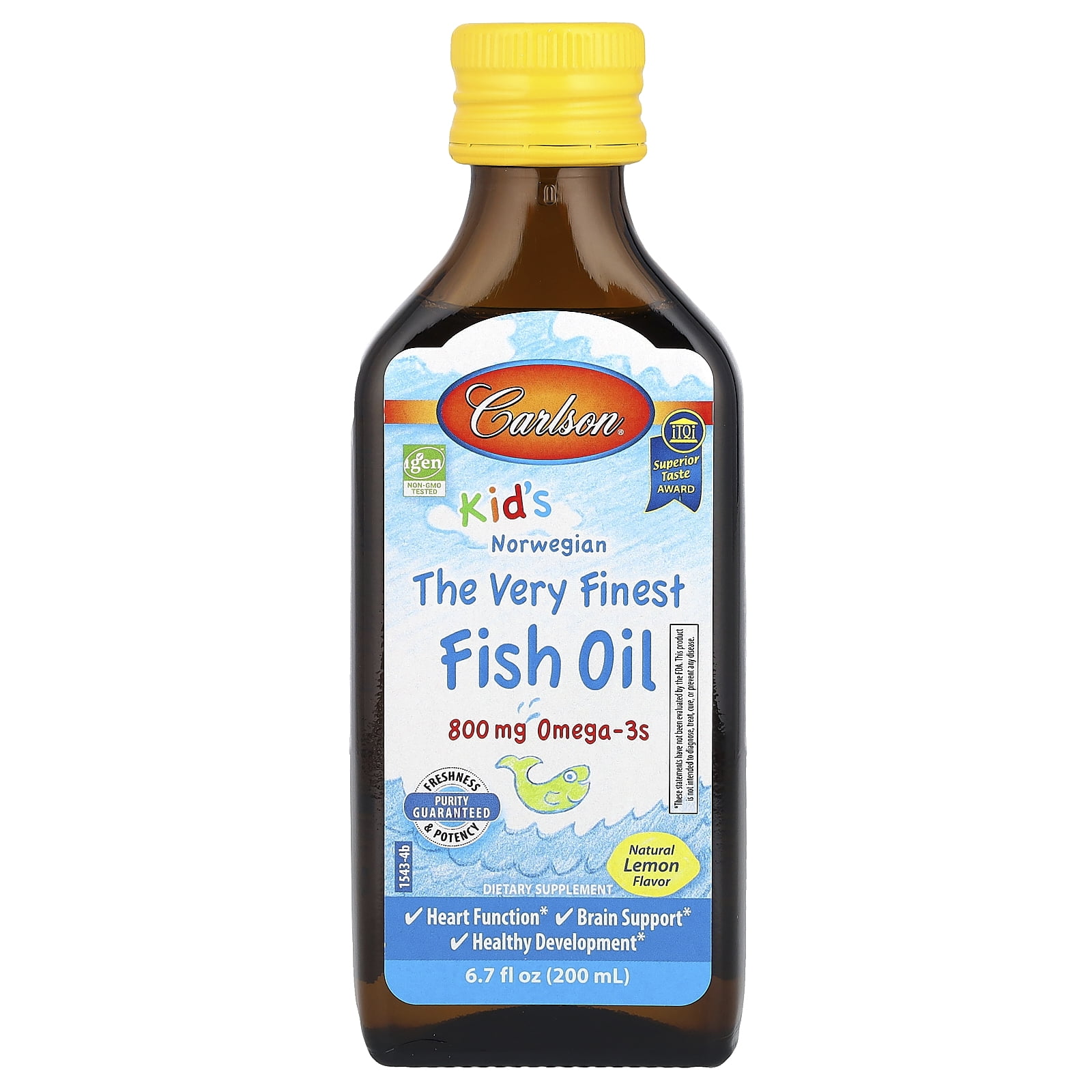 Carlson Labs Kids The Very Finest Fish Oil Omega-3, Lemon, 800 Mg, 6.7 Fl Oz.