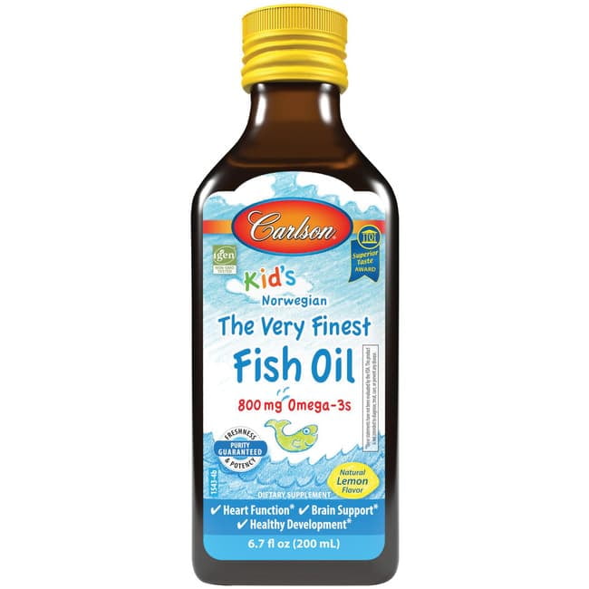 Carlson Labs Kid's The Very Finest Fish Oil Omega-3, Lemon, 800 Mg, 6.7 Fl Oz.