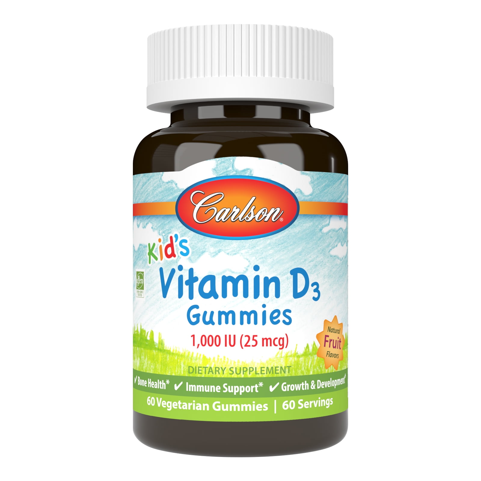 Carlson Labs - Kid's Vitamin D3 Gummies Fruit 1000 IU - 60 Gummies