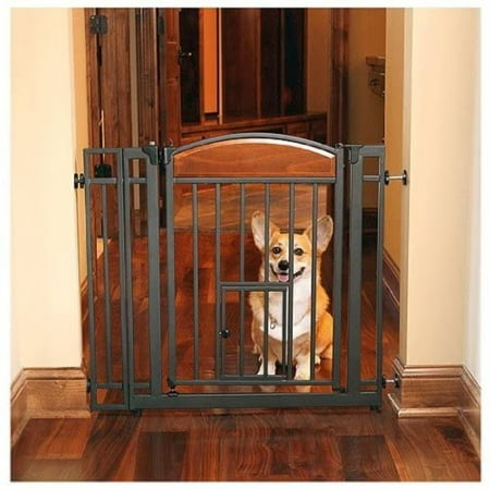 Carlson Labs Metal Walk-Thru Pet Gate with Small Pet Door, Expands to 37.5"