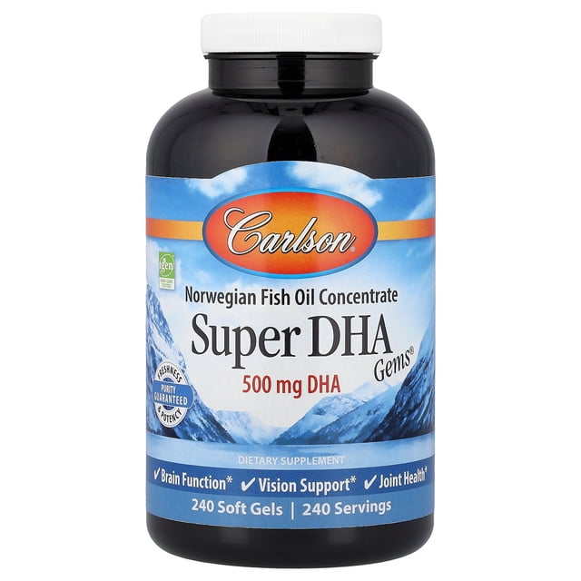Carlson Super DHA Gems, Norwegian Fish Oil Concentrate Omega Pills, 240 ...