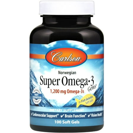 Carlson Labs - Super Omega-3 Gems in Fish Gelatin 500 mg. - 100 Softgels