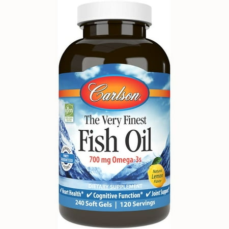 Carlson Labs The Very Finest Fish Oil Softgels, Lemon, 1000 Mg, 240 Ct