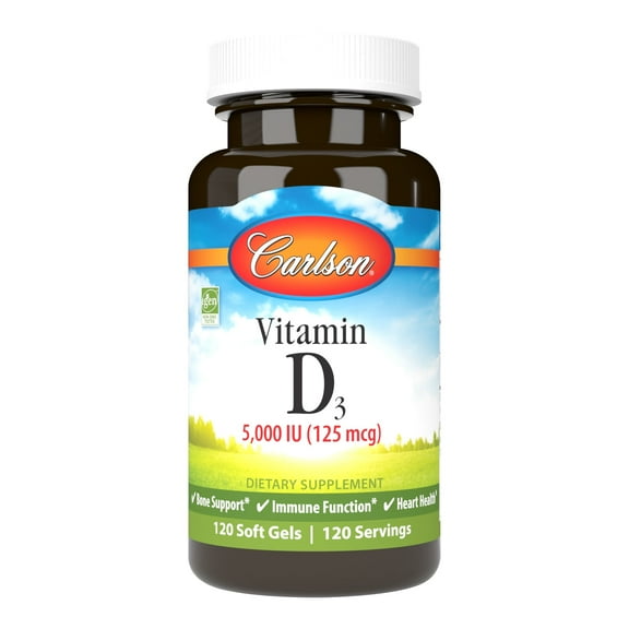 Carlson Labs Vitamin D3 5,000 IU Bone & Immune Health Soft Gels, 120 ea