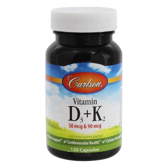 Carlson Labs - Vitamin D3 + K2 - 120 Capsules