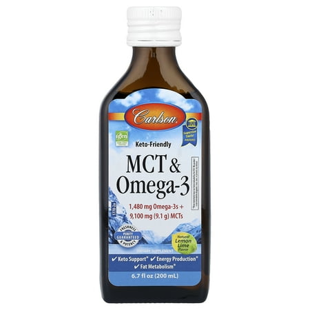 Carlson MCT & Omega-3, Natural Lemon Lime, 6.7 fl oz (200 ml)