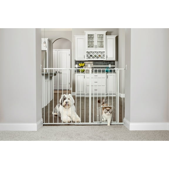 Carlson Maxi Extra Tall Pet Gate 38" H x 51-58" W, Includes Small Pet Door, White