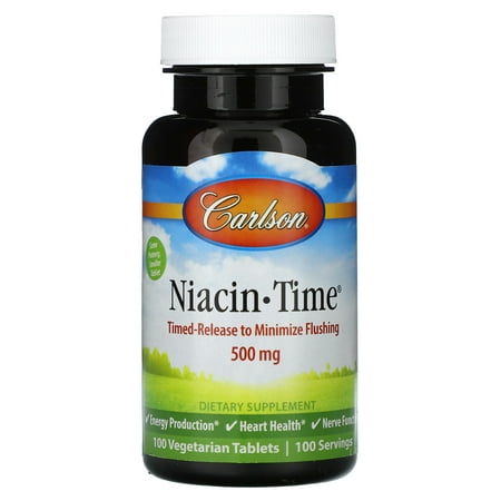 Carlson Niacin-Time 500 mg, Vitamin B-3, Time-Released, 100 Tablets