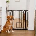 thumbnail image 1 of Carlson Pet Extra Wide Walk-Through Pet Gate with Small Pet Door, 4-inch Extension, Metal, Black, 1 of 10