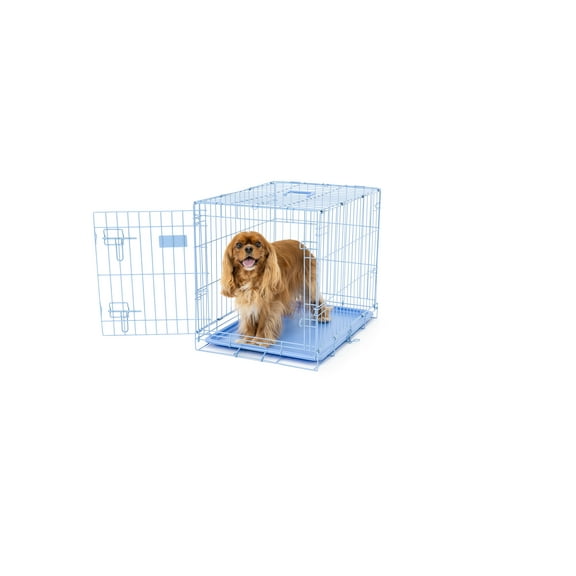 Carlson Pet Products Compact Deluxe Metal Dog Crate with Pan, Blue, Small, 24"L