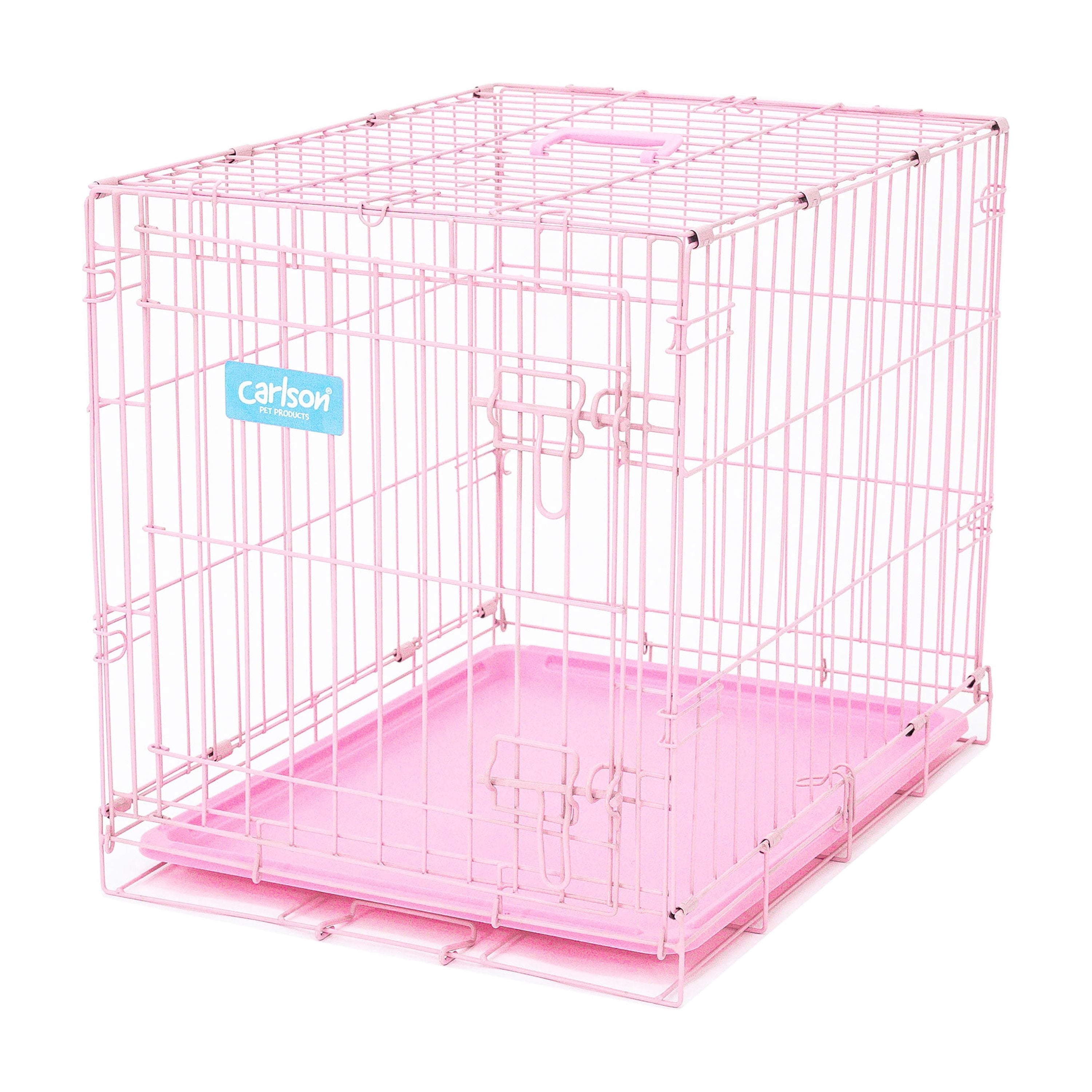 Carlson Pet Products Pink Secure and Foldable Single Door Metal Dog Crate for Small Breeds with Multi-Point Locking System, 24" L x 18" W x 20.5" H