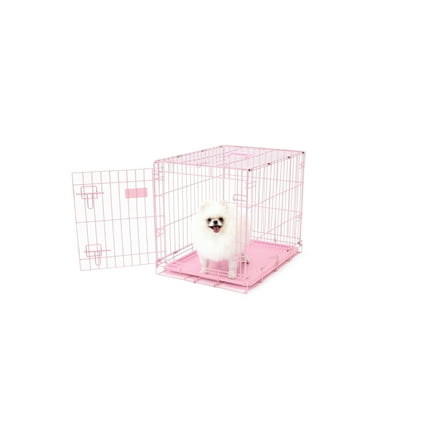 Carlson Pet Products Pink Secure and Foldable Single Door Metal Dog Crate for Small Breeds with Multi-Point Locking System, 24" L x 18" W x 20.5" H