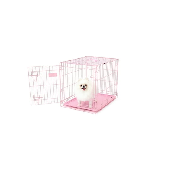 Carlson Pet Products Pink Secure and Foldable Single Door Metal Dog Crate for Small Breeds with Multi-Point Locking System, 24" L x 18" W x 20.5" H