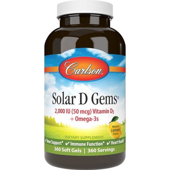 Carlson Solar D Gems - Lemon 2,000 Iu (50 mcg) 360 Sgels
