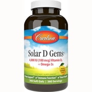 Carlson Solar D Gems - Lemon 4,000 Iu 100 mcg 360 Sgels