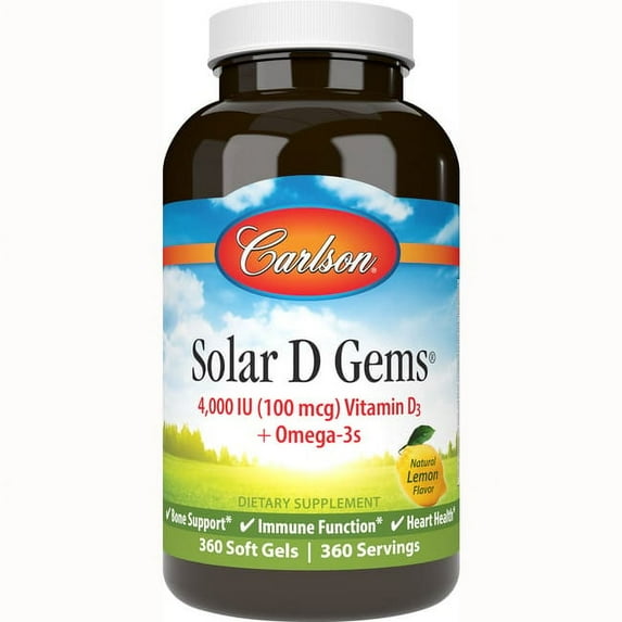 Carlson Solar D Gems - Lemon 4,000 Iu (100 mcg) 360 Sgels