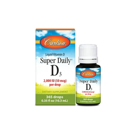 Carlson Super Daily D3 Drops, 2000 IU, 365 Drops