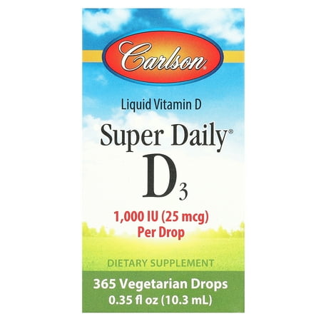 Carlson Super Daily D3 Liquid Drops, 1000 IU, 365 Drops