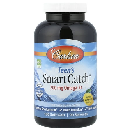 Carlson Labs - Smart Catch Norwegian Fish Oil Omega-3 DHA & EPA For Teens Lemon 1000 mg. - 180 Softgels