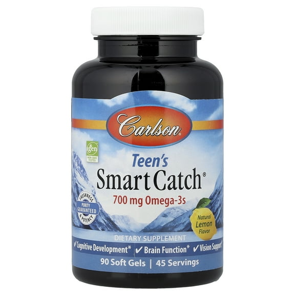 Carlson Teen's Smart Catch, Natural Lemon, 90 Soft Gels