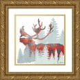 thumbnail image 1 of Carlson, Tina 12x12 Gold Ornate Wood Framed with Double Matting Museum Art Print Titled - Plaid Caribou Forest, 1 of 4