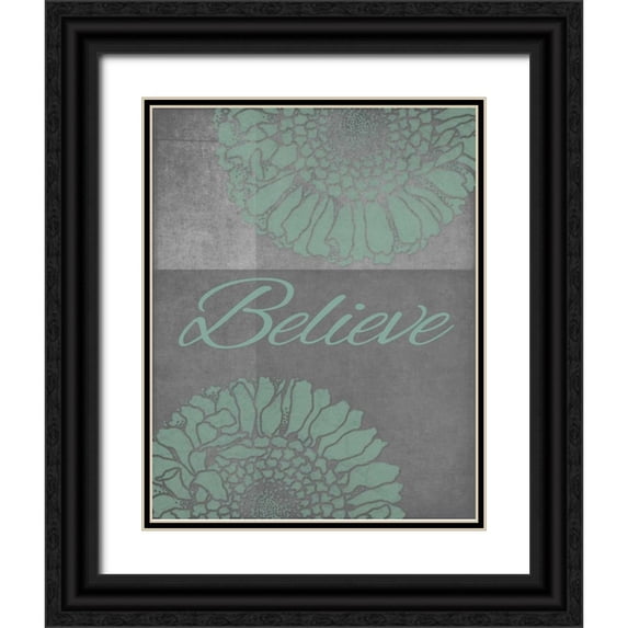 Carlson, Tina 12x14 Black Ornate Wood Framed with Double Matting Museum Art Print Titled - Floral Believe 2