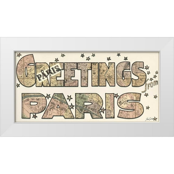 Carlson, Tina 14x9 White Modern Wood Framed Museum Art Print Titled - Greetings From Paris