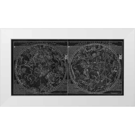 Carlson, Tina 14x9 White Modern Wood Framed Museum Art Print Titled - Planisphere Celeste BW