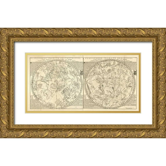 Carlson, Tina 18x11 Gold Ornate Wood Framed with Double Matting Museum Art Print Titled - Planisphere Celeste