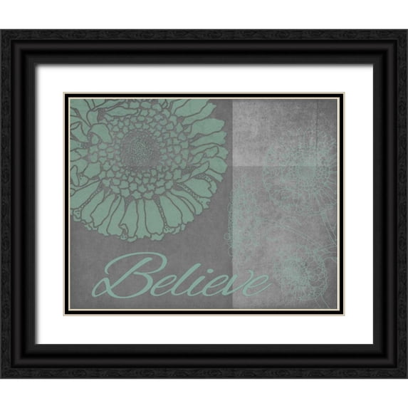 Carlson, Tina 18x15 Black Ornate Wood Framed with Double Matting Museum Art Print Titled - Floral Believe 6