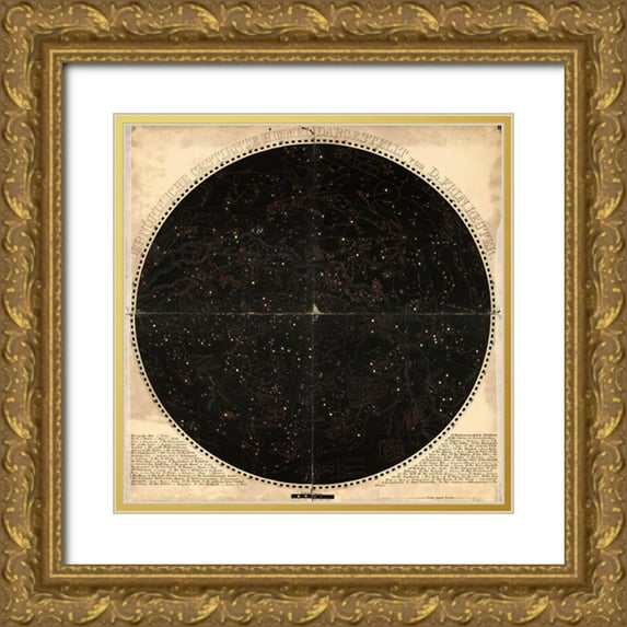 Carlson, Tina 26x26 Gold Ornate Wood Framed with Double Matting Museum Art Print Titled - Circular Celestial