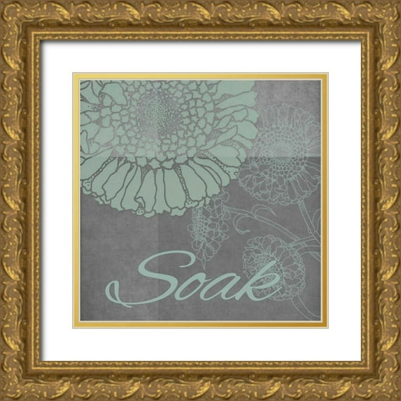 Carlson, Tina 26x26 Gold Ornate Wood Framed with Double Matting Museum Art Print Titled - Spa Flower-Soak