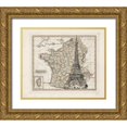 thumbnail image 1 of Carlson, Tina 30x26 Gold Ornate Wood Framed with Double Matting Museum Art Print Titled - Eiffel Tower Map, 1 of 4
