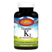 Carlson - Vitamin K2 as MK-4 Menatetrenone, Vitamin K Supplement, Bone Support, Soy-Free, 180 Capsules
