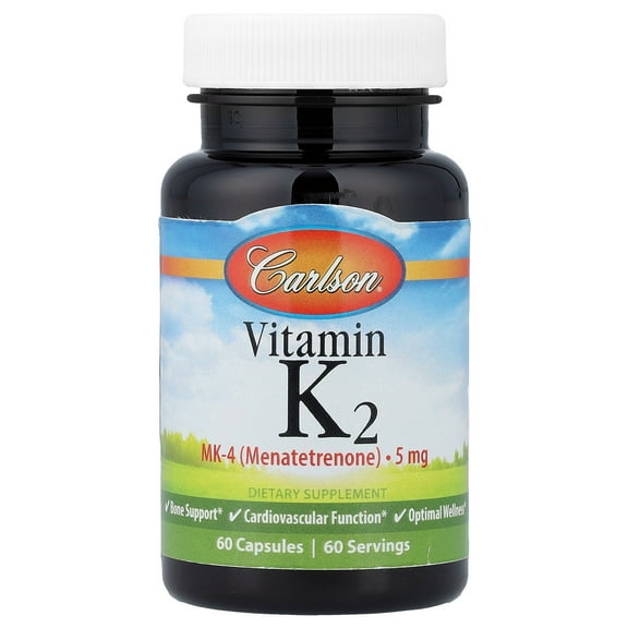 Carlson - Vitamin K2 as MK-4 (Menatetrenone), Vitamin K Supplement, Bone Support, Soy-Free, 60 Capsules