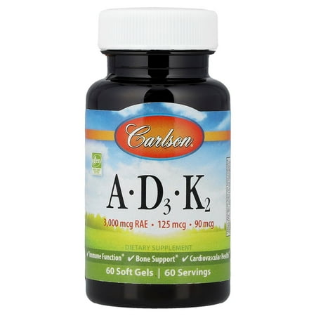 Carlson Vitamins A - D3 - K2, 60 Soft Gels