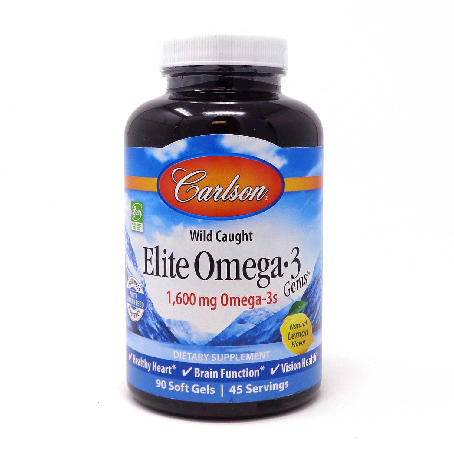 Carlson Wild Caught Elite Omega-3 1600mg Lemon Flavor- 90 Softgels