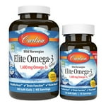 Carlson Labs Elite Omega-3, 1600 mg, Gems Fish Oil Soft Gels, Natural Lemon Flavor, 2 Pack (120 Count Each)