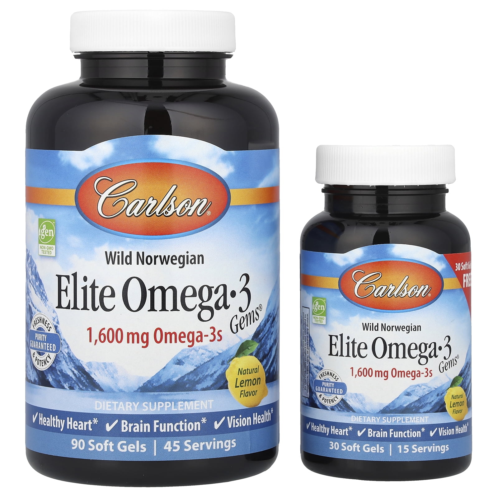 Walmart exclusive discounts  Free Shipping! Carlson Labs Wild Caught Elite Omega-3 Softgels 1600 Mg Lemon for Heart Brain Vision Support
