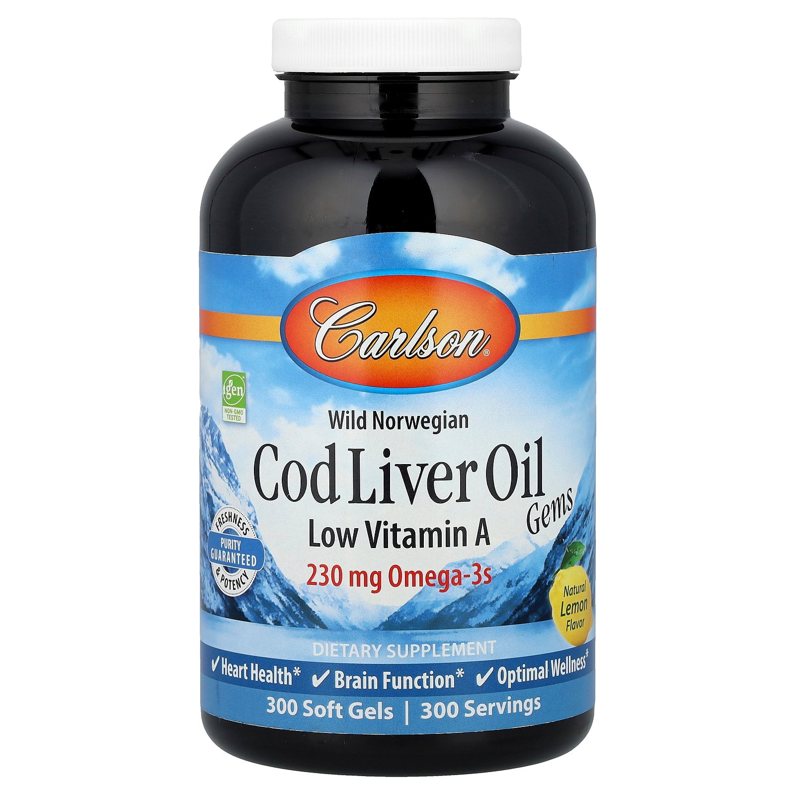 Carlson Cod Liver Oil with Low Vitamin A  - 300 Softgels