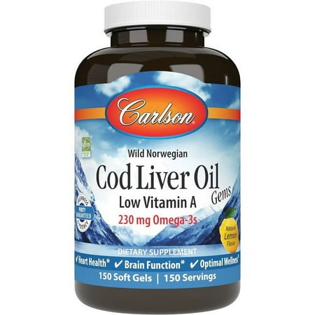 Carlson Labs - Cod Liver Oil Gems Low Vitamin A 1000 mg. - 150 Softgels