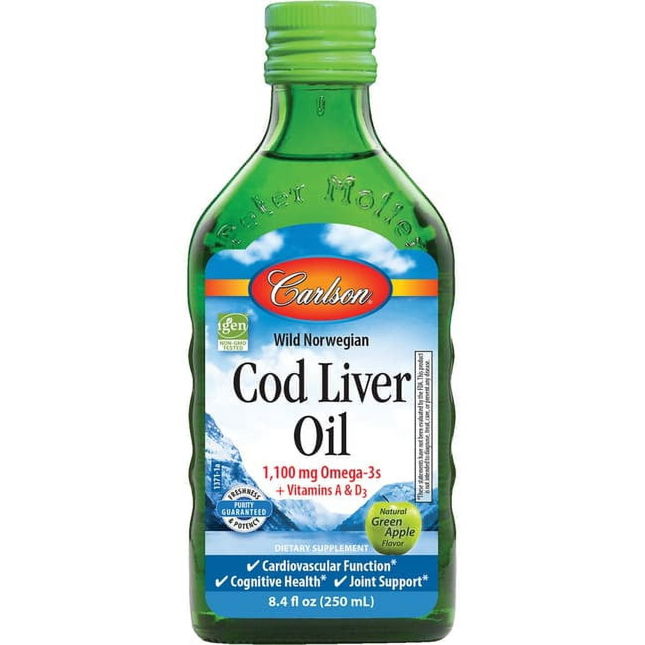 Carlson Wild Norwegian Cod Liver Oil - Green Apple 1,100 mg 8.4 fl oz Liq