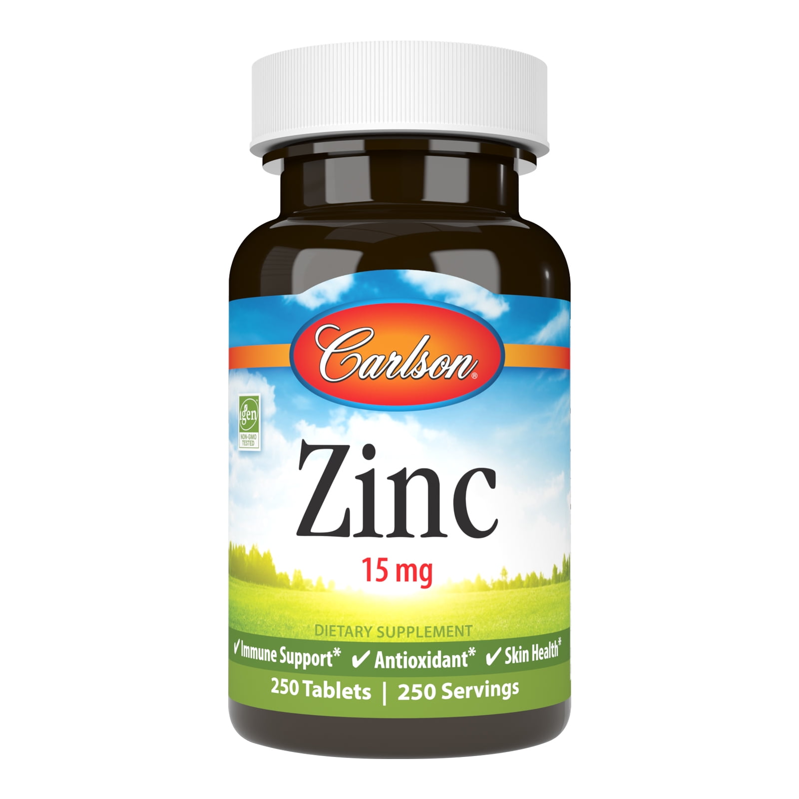 Carlson - Zinc, 15 mg, Zinc Gluconate, Immune Support, 250 Tablets